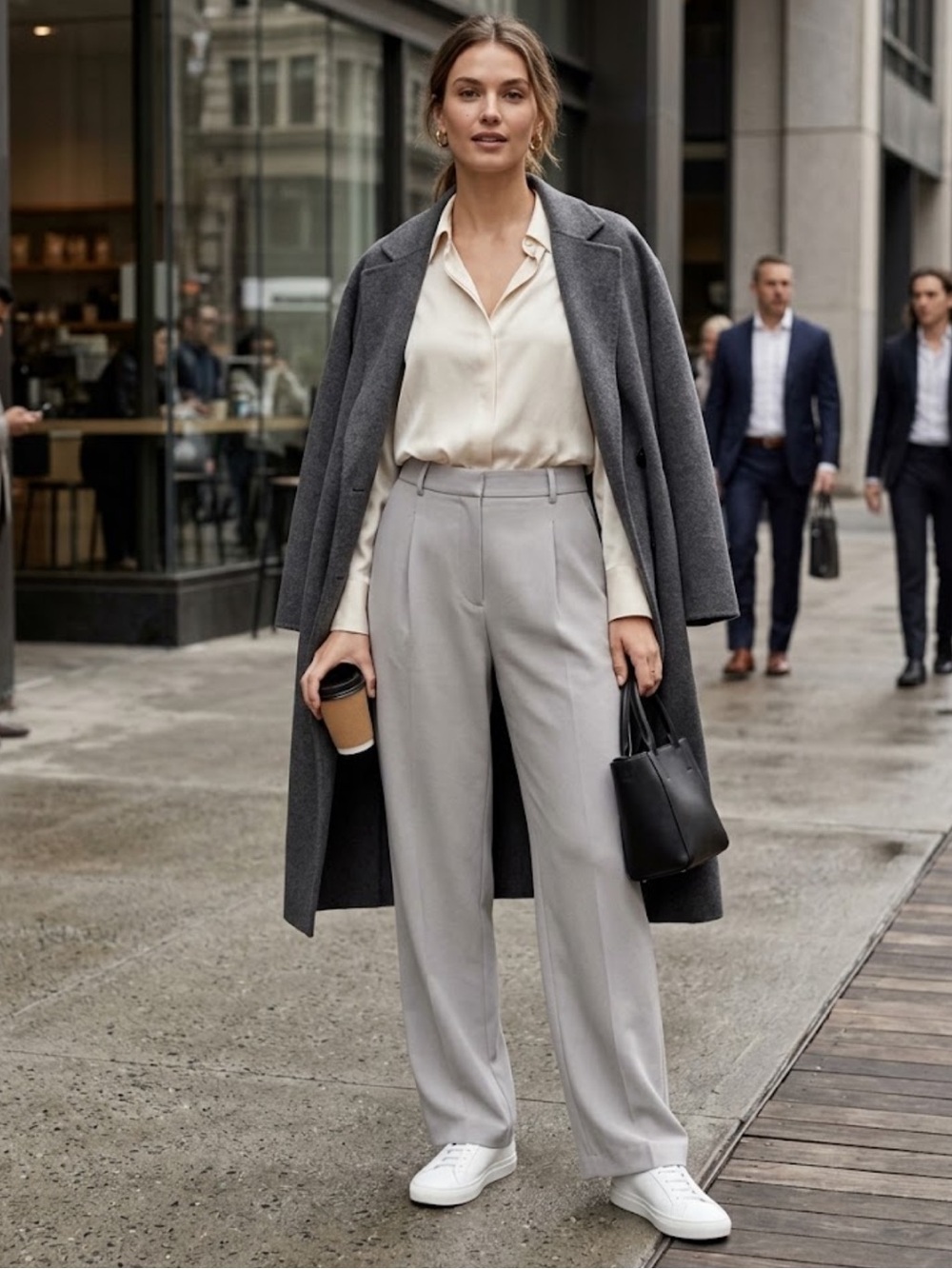 ARITZIA The Effortless Pant Tailored Wide-Leg Dress Pants Light Gray Size 16 NWT